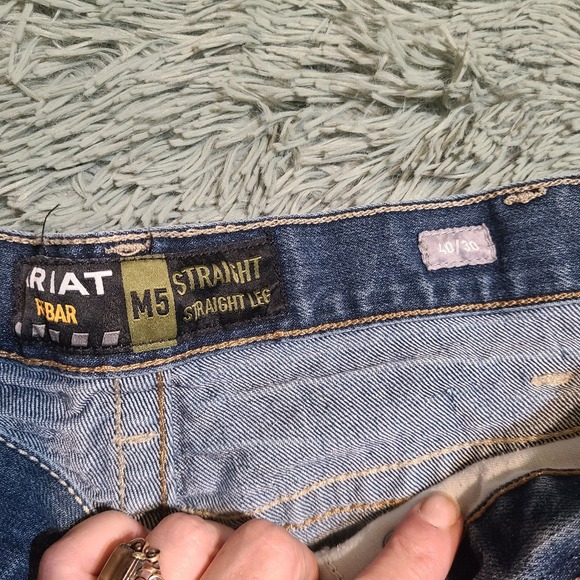 Ariat Rebar M5 Mens Denim Work Jeans Straight Leg Knife Pocket 42x30 Fits‎ 41x29 - Picture 7 of 7